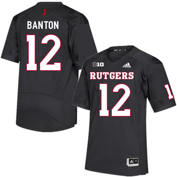 Men #12 Khayri Banton Rutgers Scarlet Knights College Football Jerseys Sale-Black
